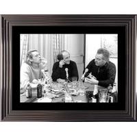 Affiche encadrée Noir et Blanc: Brel Brassens Ferre - Émission Radio - 50x70 cm (Cadre Glascow)